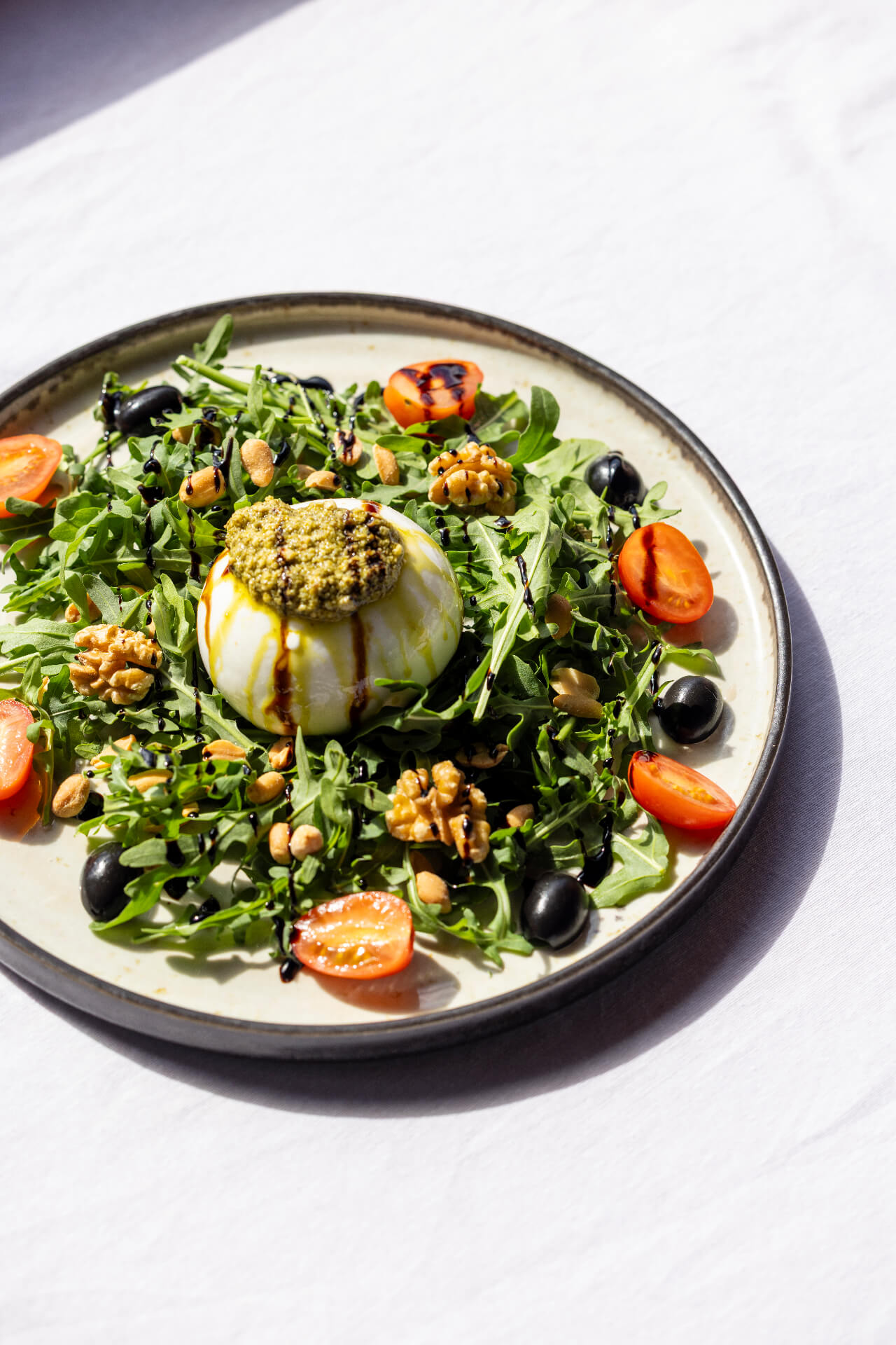 Burrata with rocket and pesto