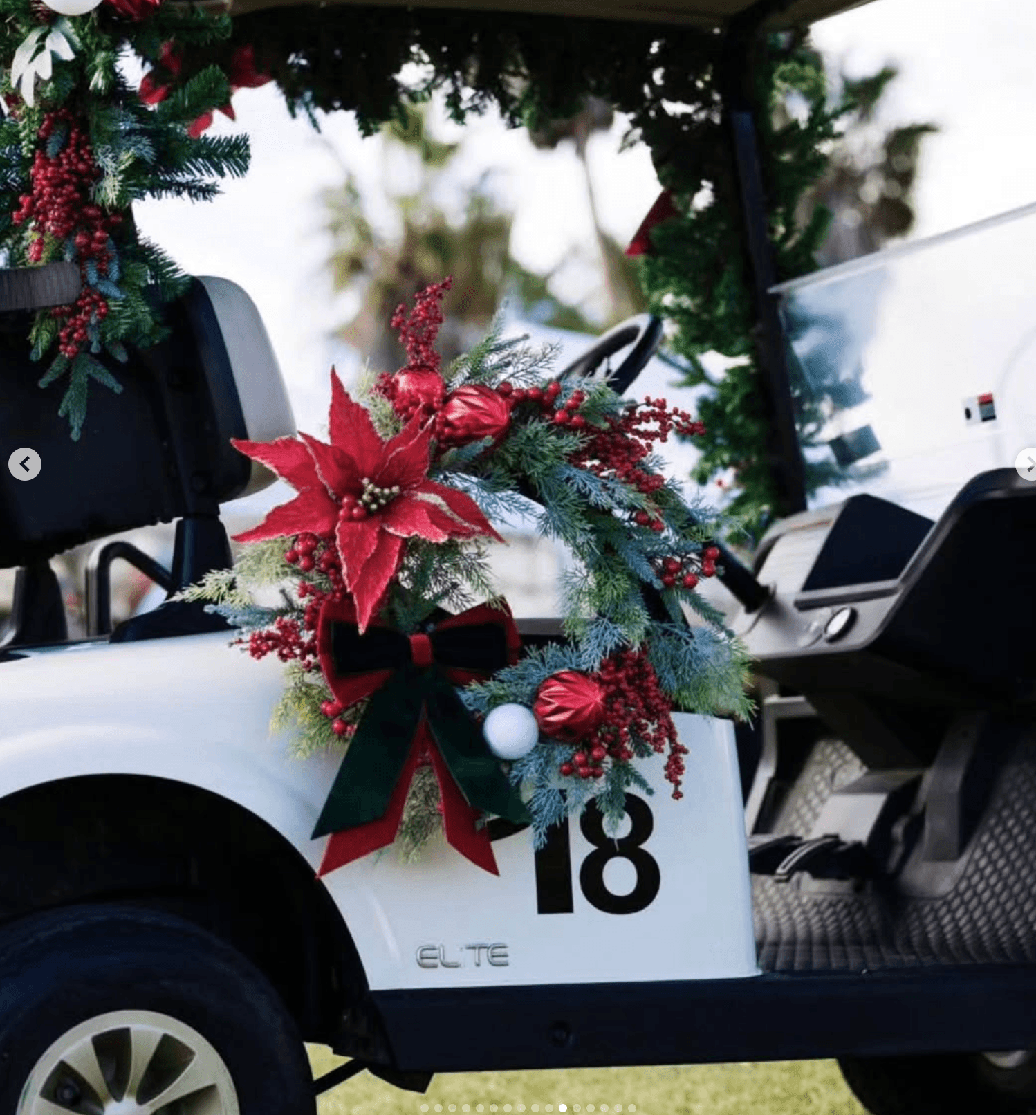 Festively decorated golf buggy at Golf del Sur